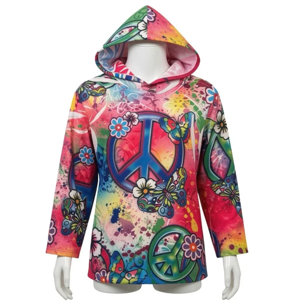 Bundle 2 Girls Hooded Shirt Nike Gray Just Do It + Jerry Leigh Peace Butterfly